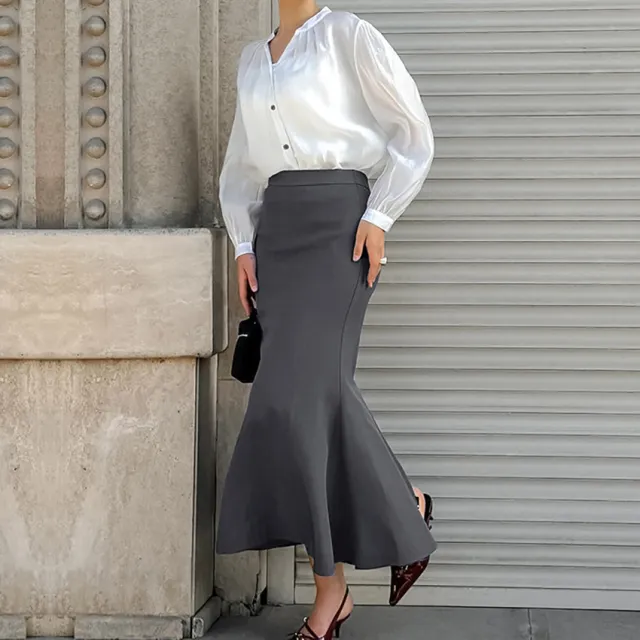 Autumn Elegant Fishtail Suit Skirt Fashion High Waist Professional Skirt Gray - Shop at LoveMi