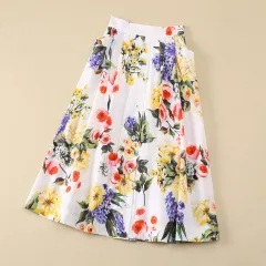 Women's Elastic Back Waist Skirt With Large Pockets - White Bottom Skirt - View 1