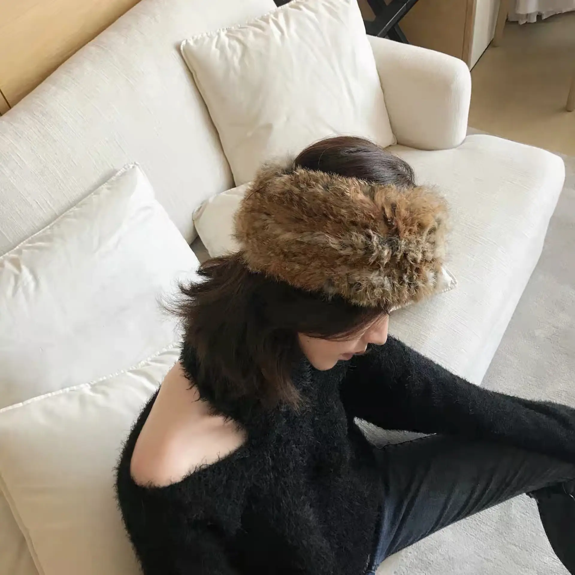 Korean Style Internet Celebrity Hair Band Women's Fashion Elastic Rabbit Hair Band Autumn And Winter Warm Plush
