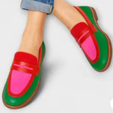 Comfortable Low Heel Round Toe Large Size Assorted Colors Slip On Feet Loafers Red - Shop at LoveMi