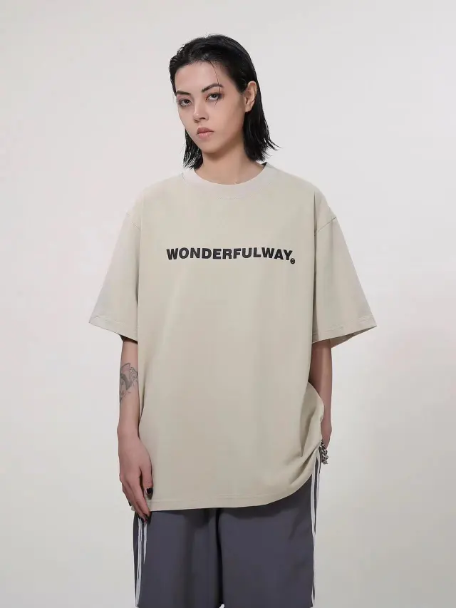 Loose Japanese Style Simple Half Sleeve Couple T shirt Khaki - Shop at LoveMi