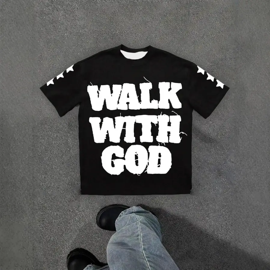 Personality Street Hip Hop Style Letter Pattern T-shirt Retro