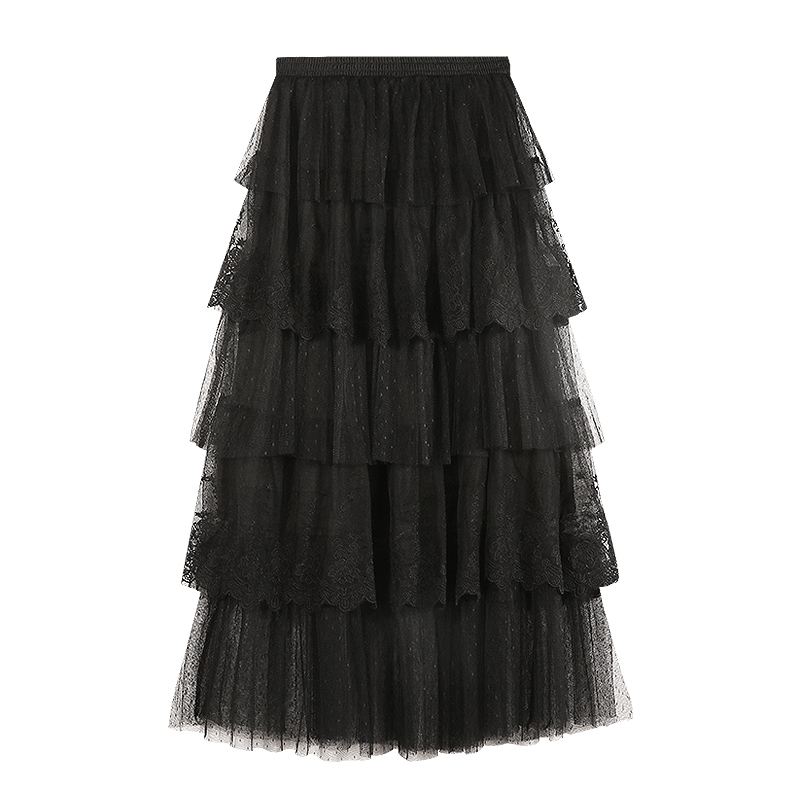 Embroidered Lace Mesh Skirt Cake A- Line Skirt