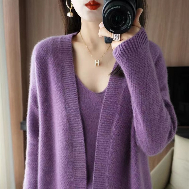 Title 6, Knitted Cardigan Two-piece Sling Temperament V-...