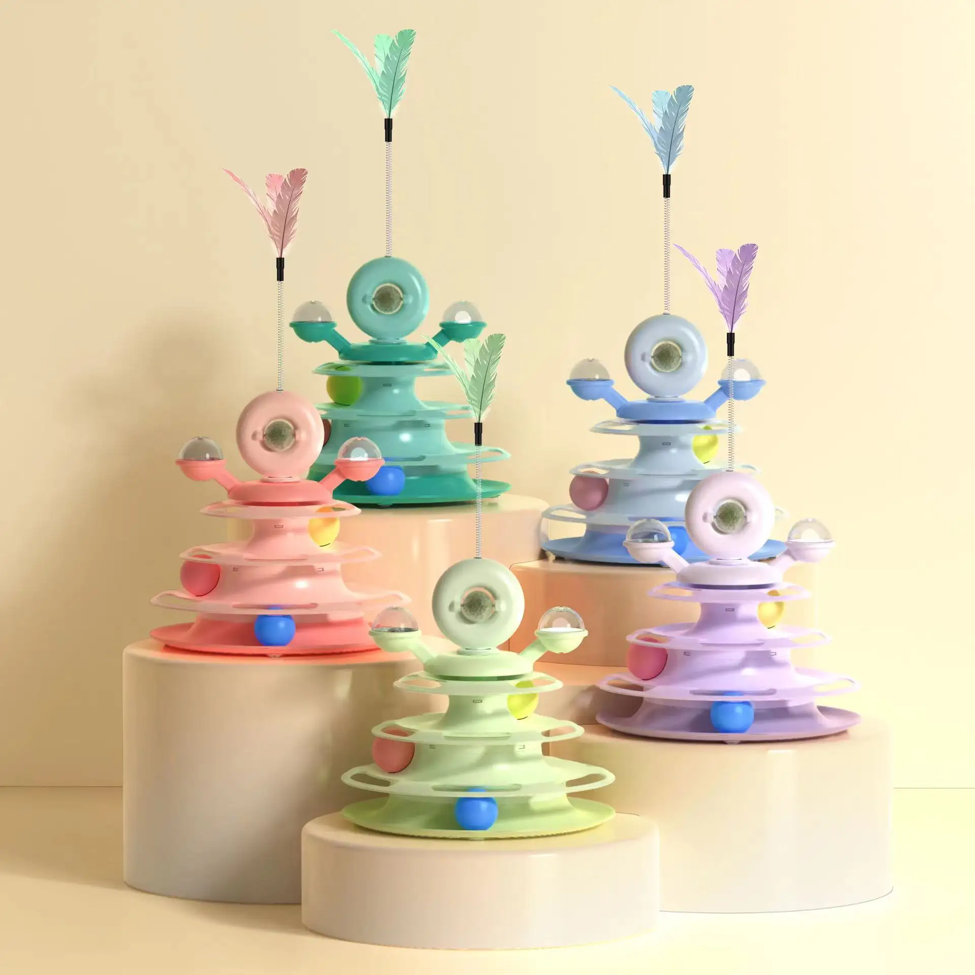 Stylish And Personalized Four-Layer Track Cat Toy