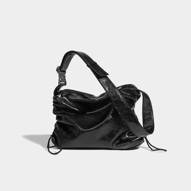 Special interest Design Pleated Tote Bag Large Capacity Black - Shop at LoveMi