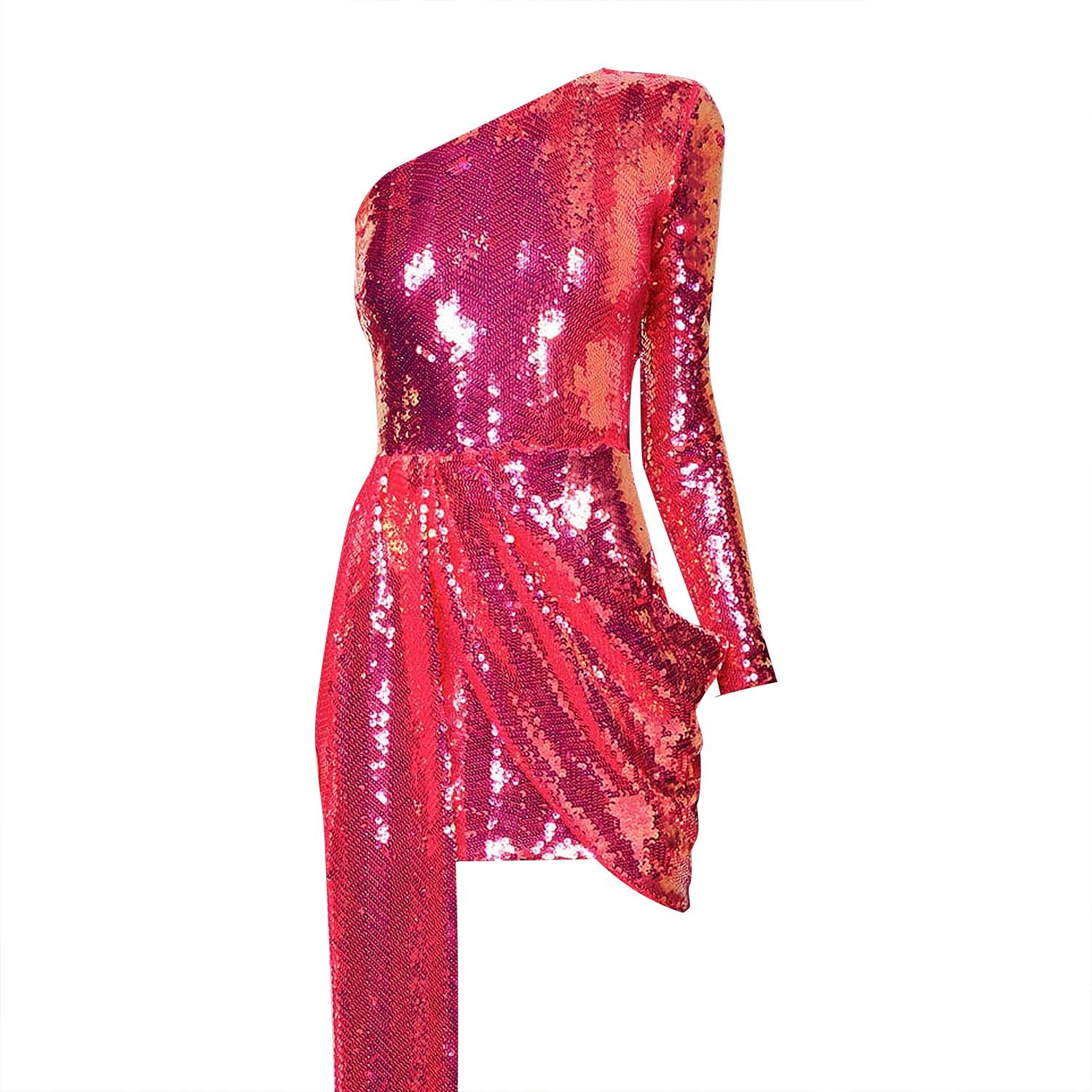 Women's Sequined One-shoulder Dress For Banquet Host Annual Meeting - Image 4