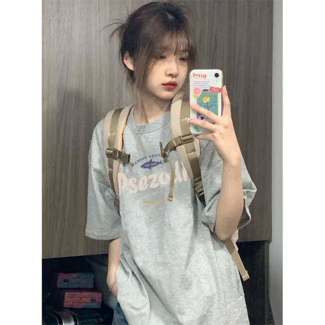Women's American style Retro Shoulder Top 3718 Gray - Shop at LoveMi