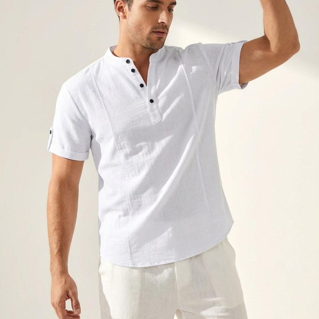 Comfortable And Casual Pleated Short-sleeve Polo Shirt