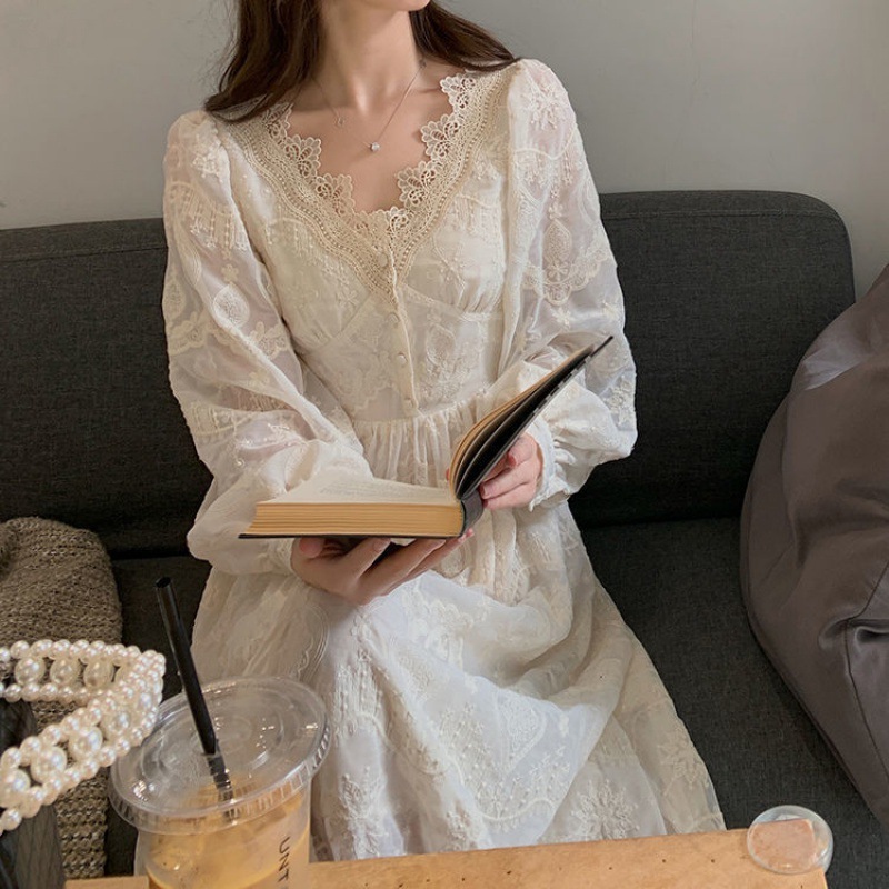 Slimming Elegant Lace Dress Spring And Autumn Embroidered Women — image 1