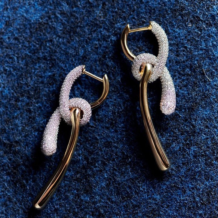 Winding Knotted Metal Matching Zircon Earrings For Women