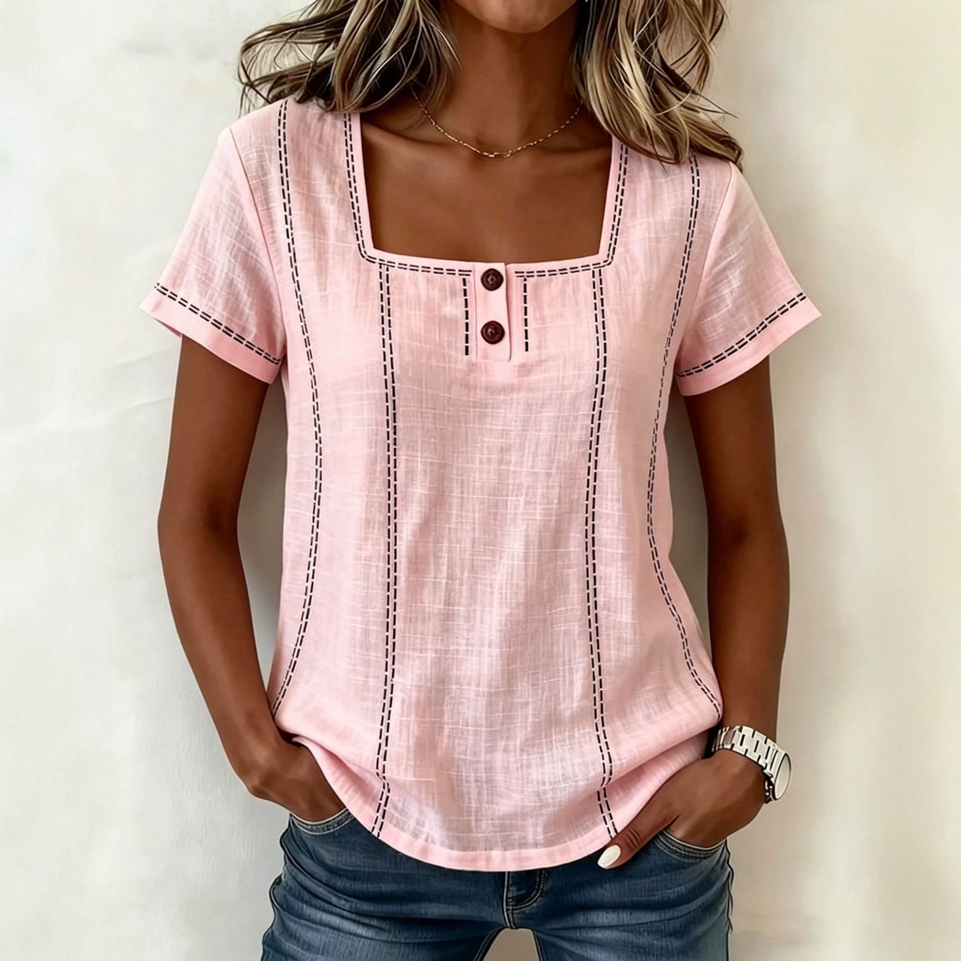 Loose-fit Casual Printed Button-down Womens Shirt