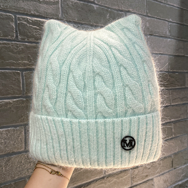 Cute Cat-ear Knitted Wool Warm Hat Versatile Face-slimming - Image 6