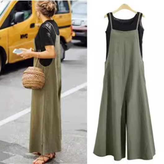 Women's Loose Slimming Casual Minimalist Jumpsuit With Straps