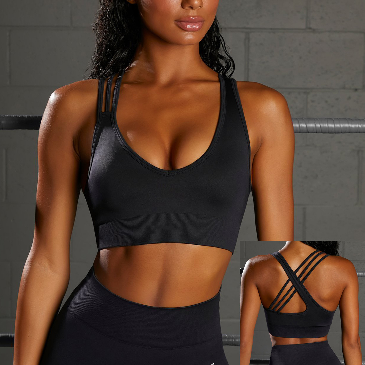 Back Cross Bra Black