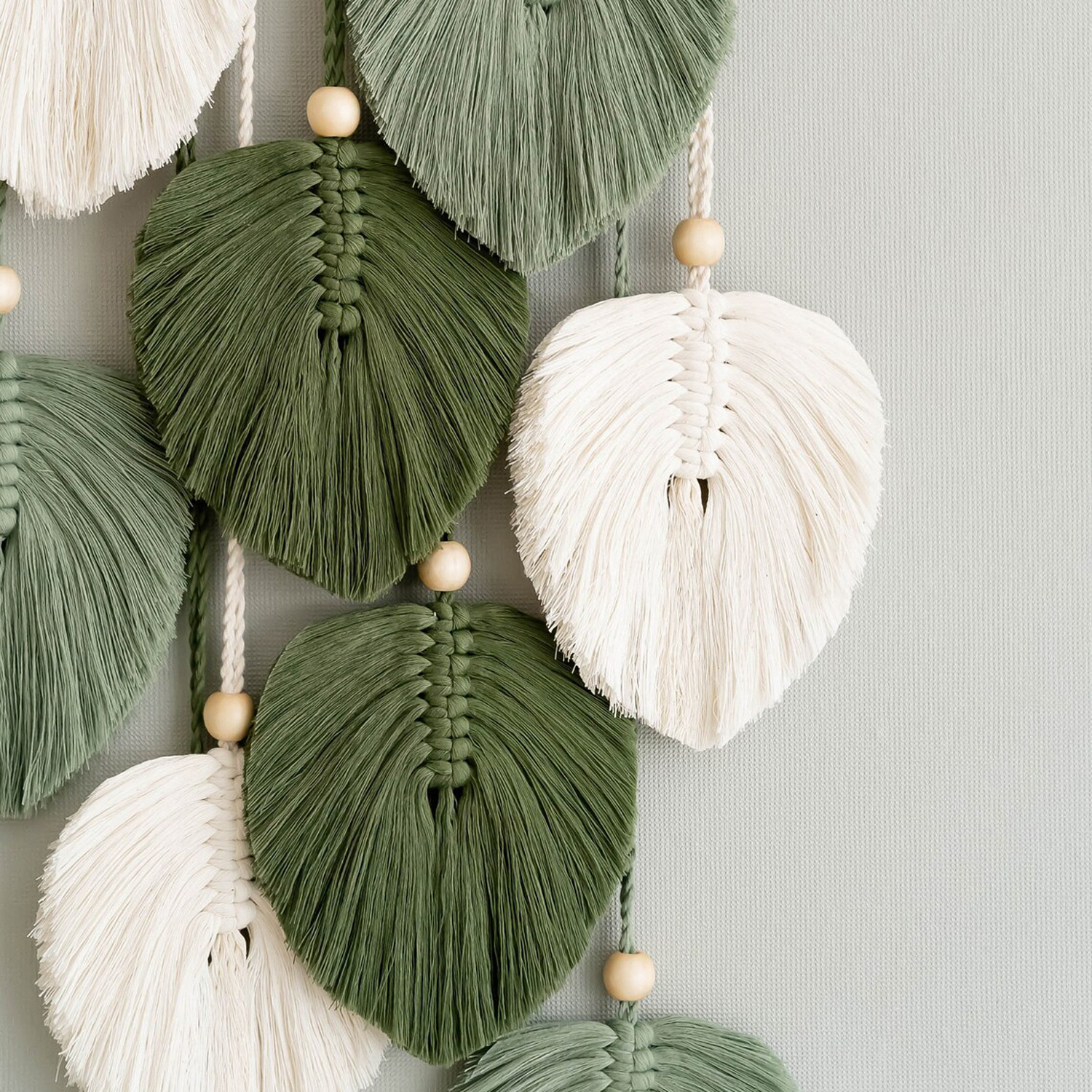 Handwoven Cotton Leaf Wall Tapestry, picture 3 of 4