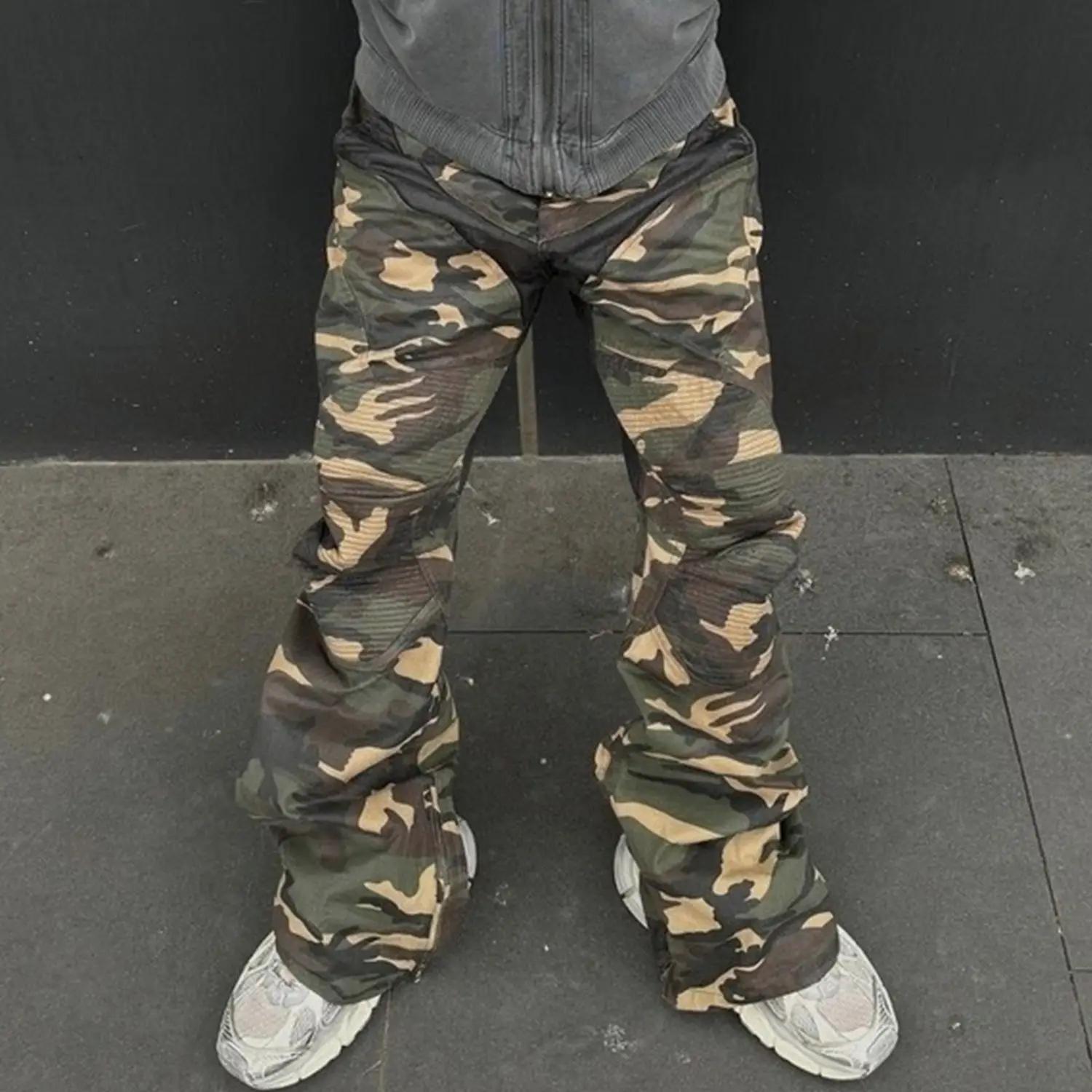 Men's Same Stitching Design Zipper Wide Leg Pants