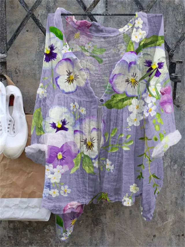 Cross border Fashion Women's Shirt Natural Landscape Avatar Print B42Sk8C202411121 2Xl - Shop at LoveMi