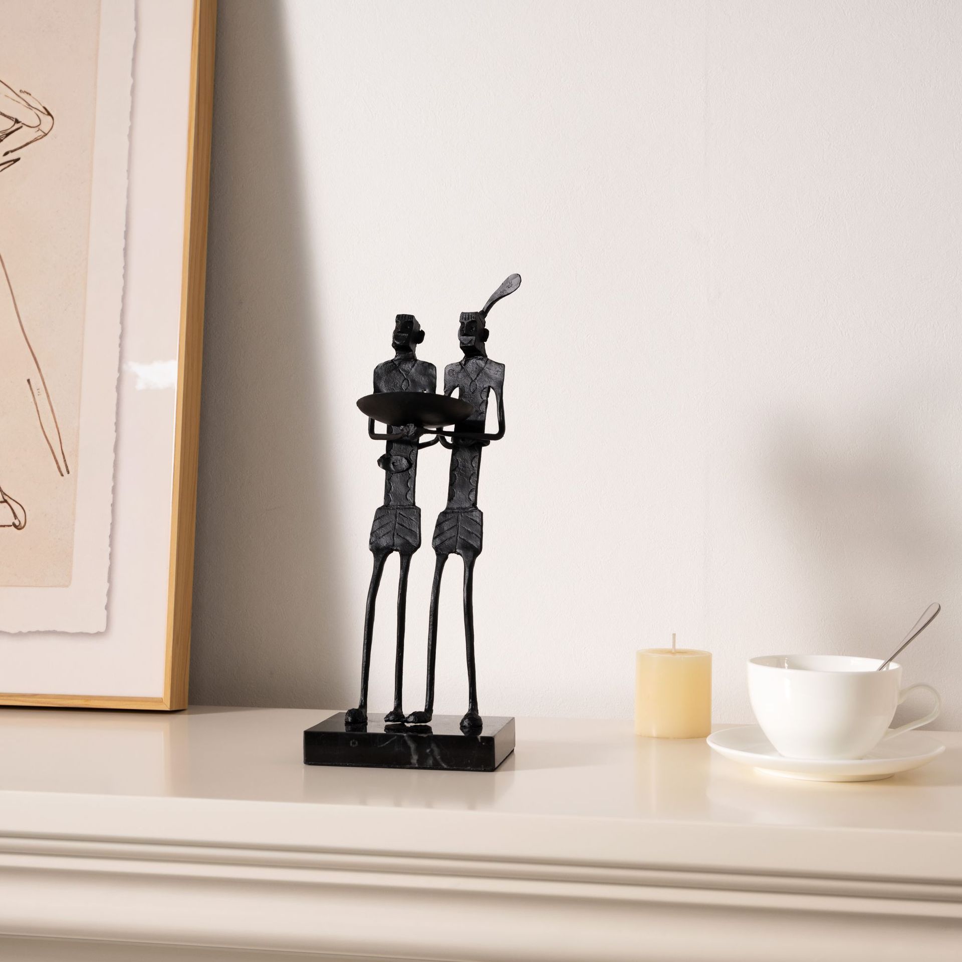 Original Mid-Century Wabi-Sabi Style Minimalist Black Metal 