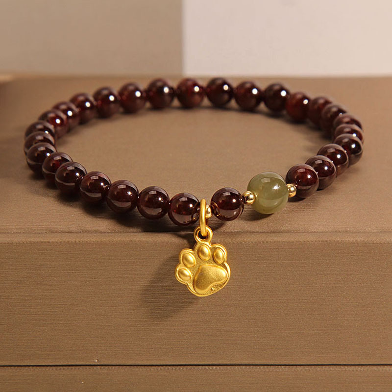 Cat's Paw Garnet Crystal Bracelet For Women