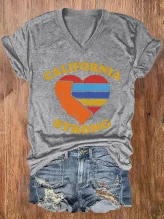 Women's Love V-neck Casual Short-sleeved Top - Llk21-M - View 1