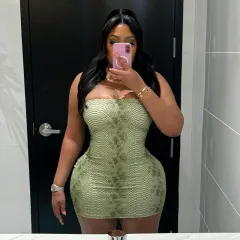 Printed Sexy Halter Backless Bodycon Dress - Green - View 1