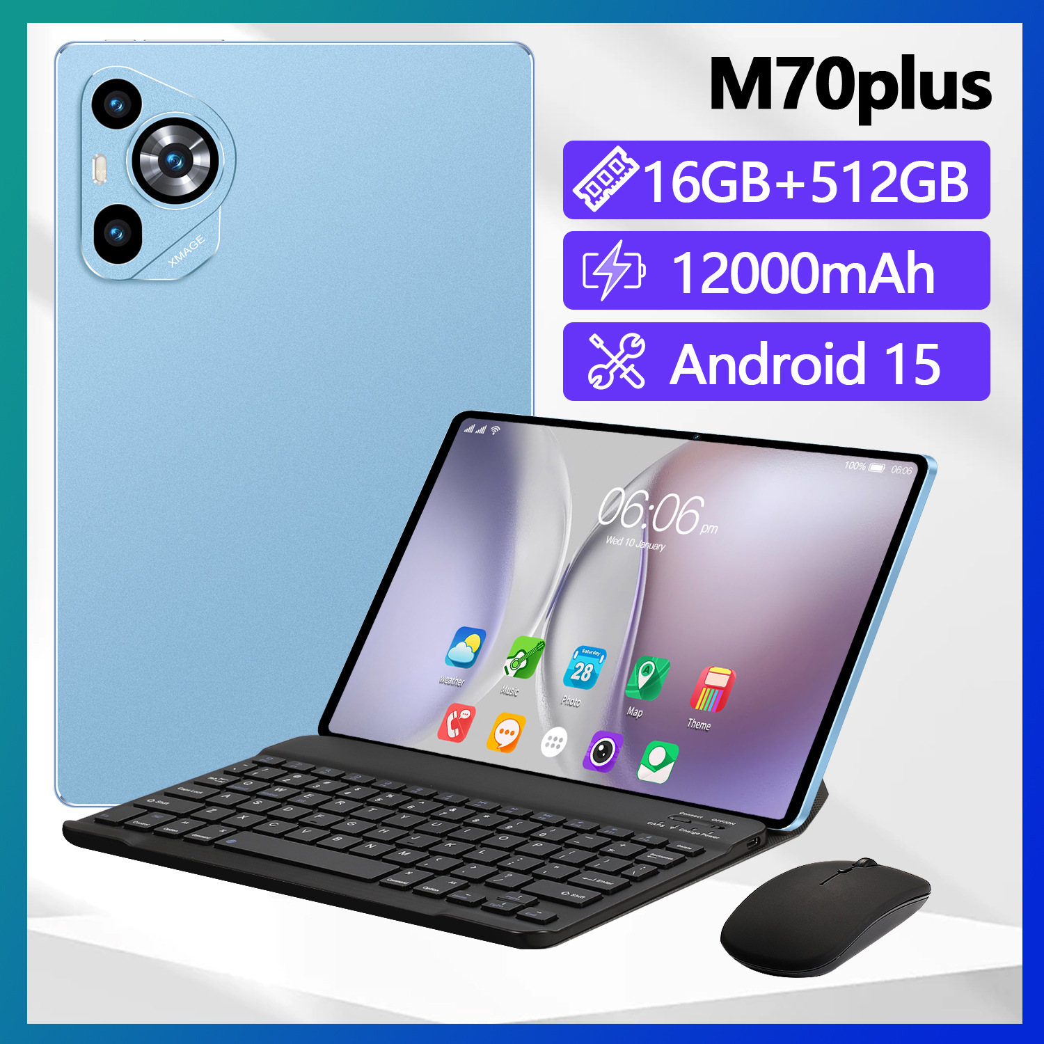 Tablette m70 de 10 pouces, android 15, double SIM, 16 go, 512 go – Image 6
