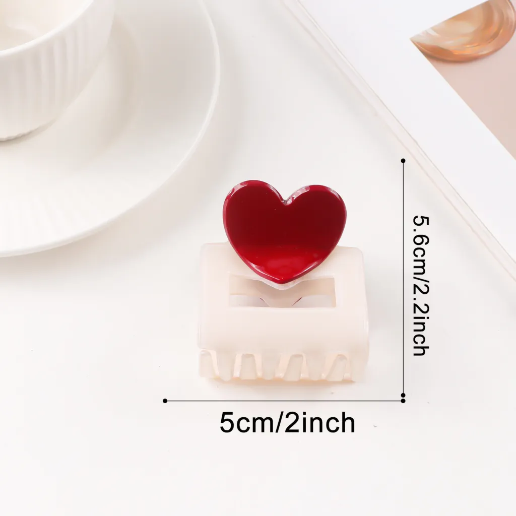 Valentine's Day Heart Shaped Versatile Hair Accessory Shark Clip - White