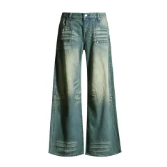 Washed-out Vintage Straight Jeans For Women - Spearmint Trousers - View 1