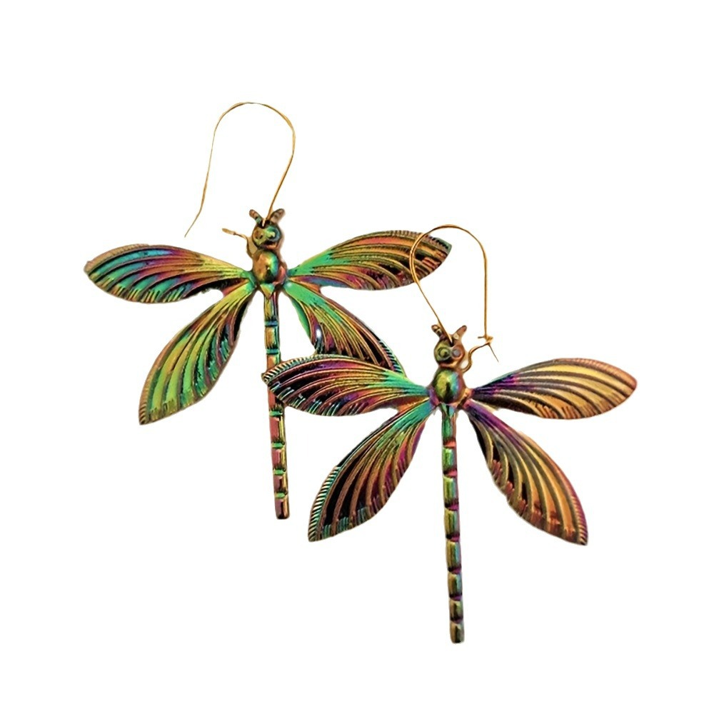 Fashion Women's, Purple Big Dragonfly Earrings