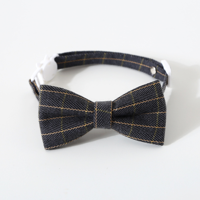 Dark Gray Plaid Bow