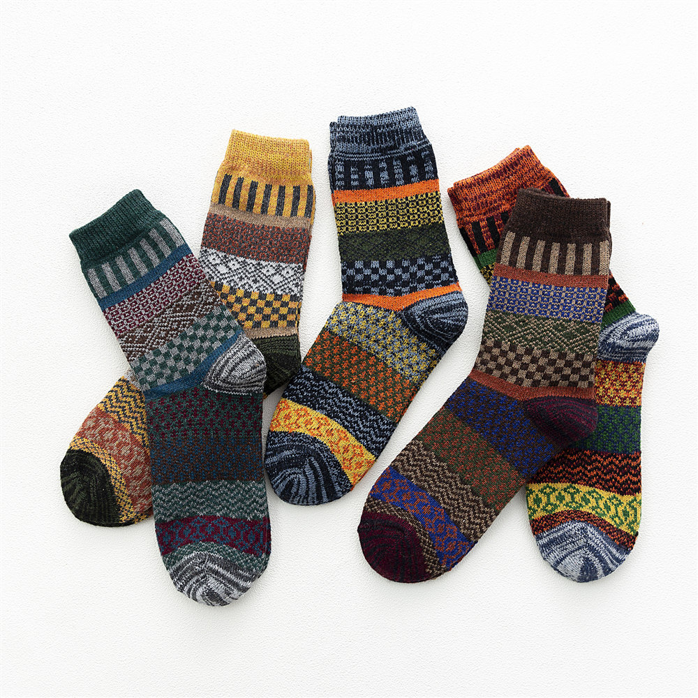 Title 6, Mens Stripe Thickened Mid-tube Wool Socks. War...