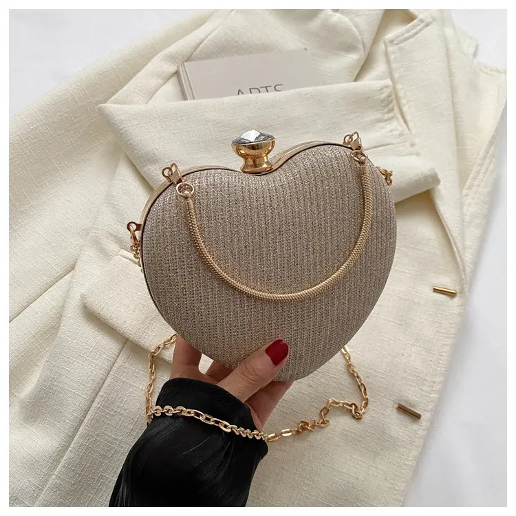 Evening Clutch Bag Women Shiny Handbag Heart