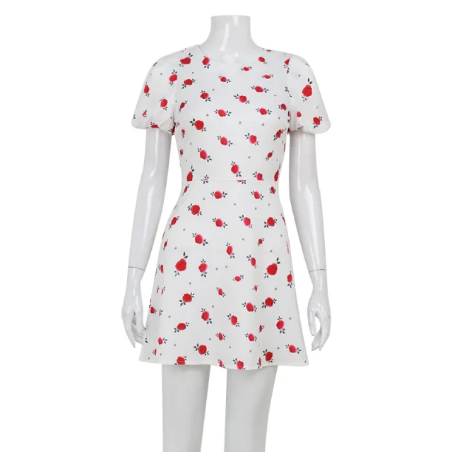 Sweet High waisted Dress Slim A line White - Shop at LoveMi