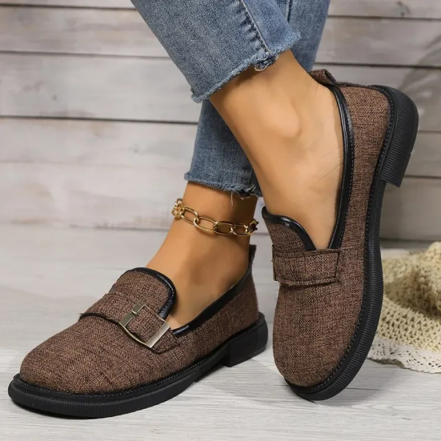 Women's Simple Round Toe Flat Bottom Casual Shallow Mouth Pumps Brown - Shop at LoveMi
