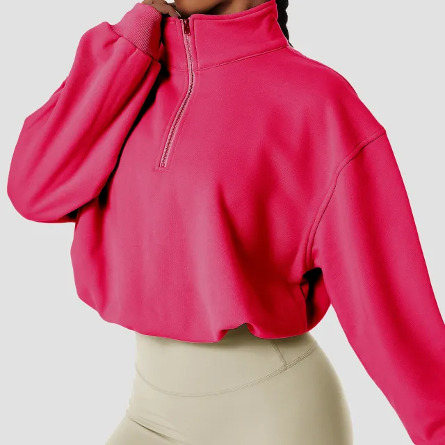 Fleece lined Sports Sweater Pullover High Collar Outdoor Workout Pitaya Color S - Shop at LoveMi