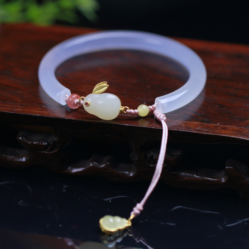 Natural White Agate Bracelet With S925 Silver