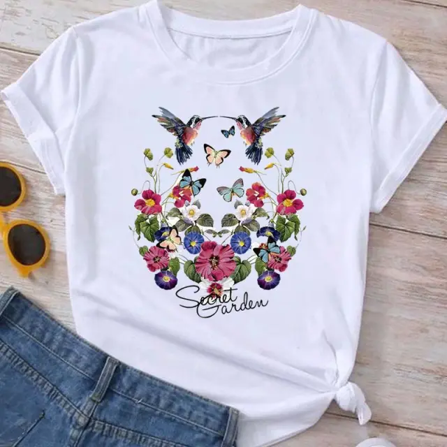 Flower Plant Bottoming Shirt Half Sleeve Simple Cartoon Mgq29042 - Shop at LoveMi