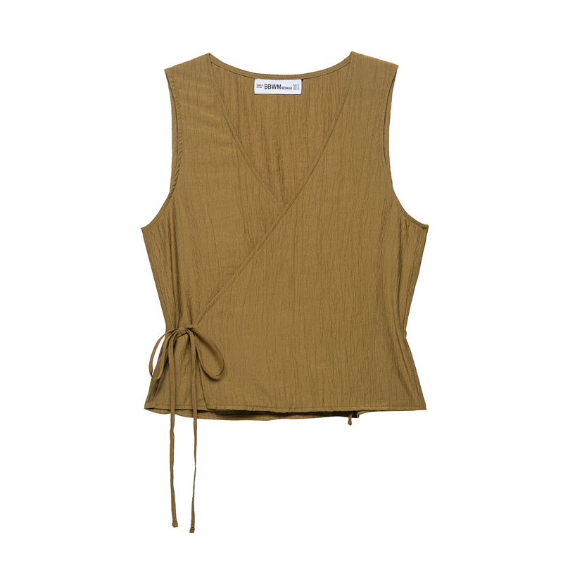 Wrinkle Effect Vest Top Midi Dress Olive Top - Shop at LoveMi