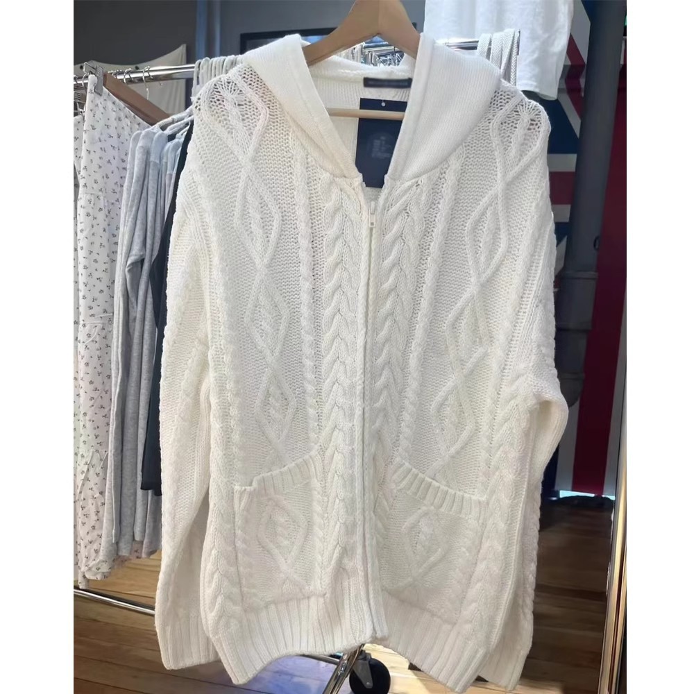 Retro Twist Hooded Women's Loose-fitting Versatile Sweater Zipper Jacket