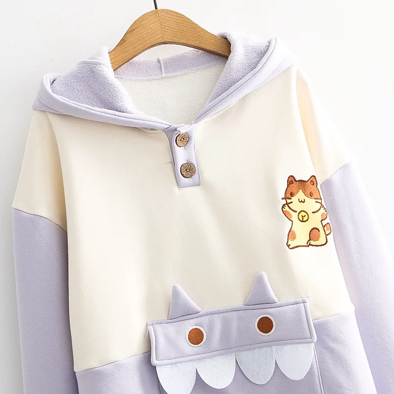 Title 8, Hooded Cat Color Matching Padded Sweater