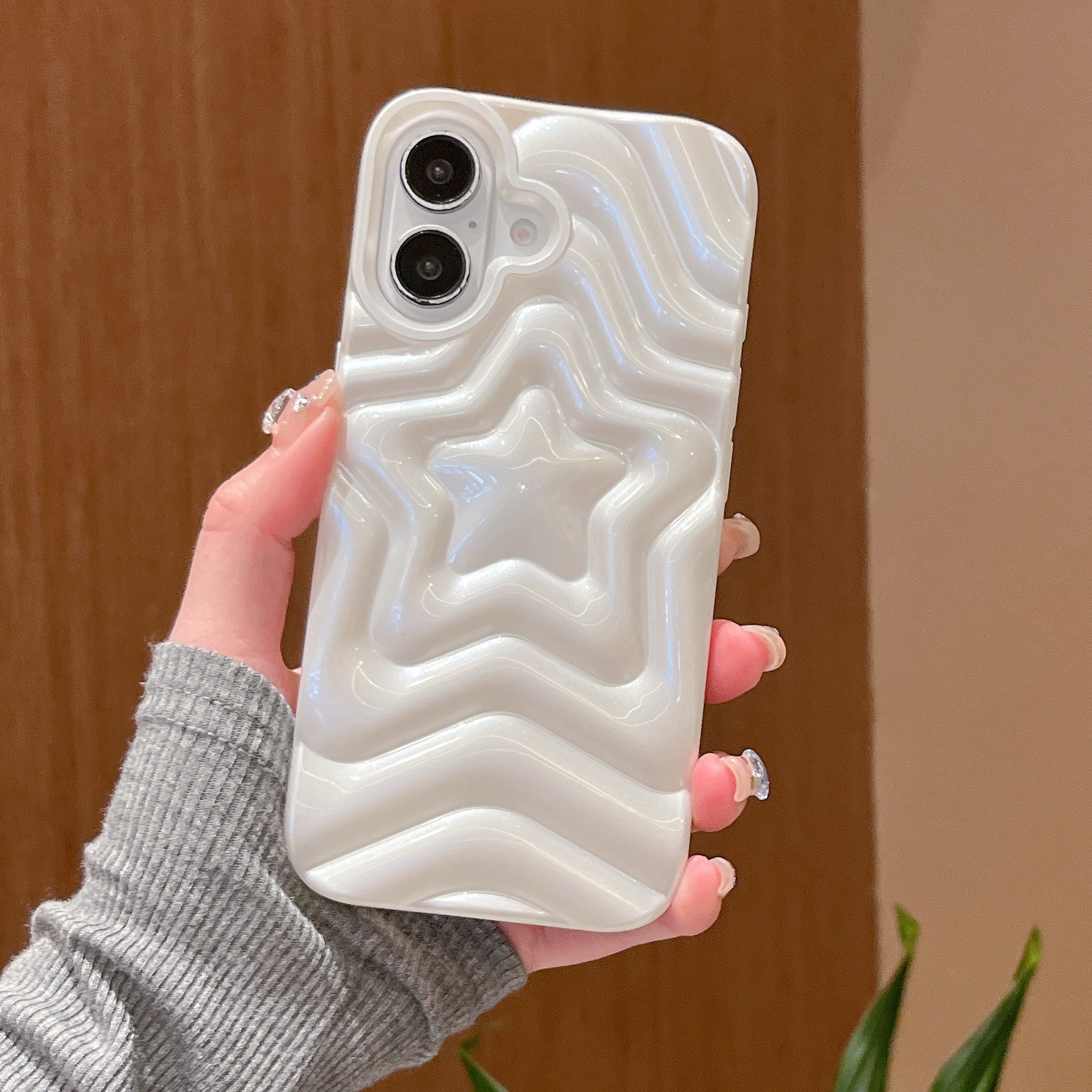 Pearlescent White Three-dimensional Stacking XINGX Phone Case