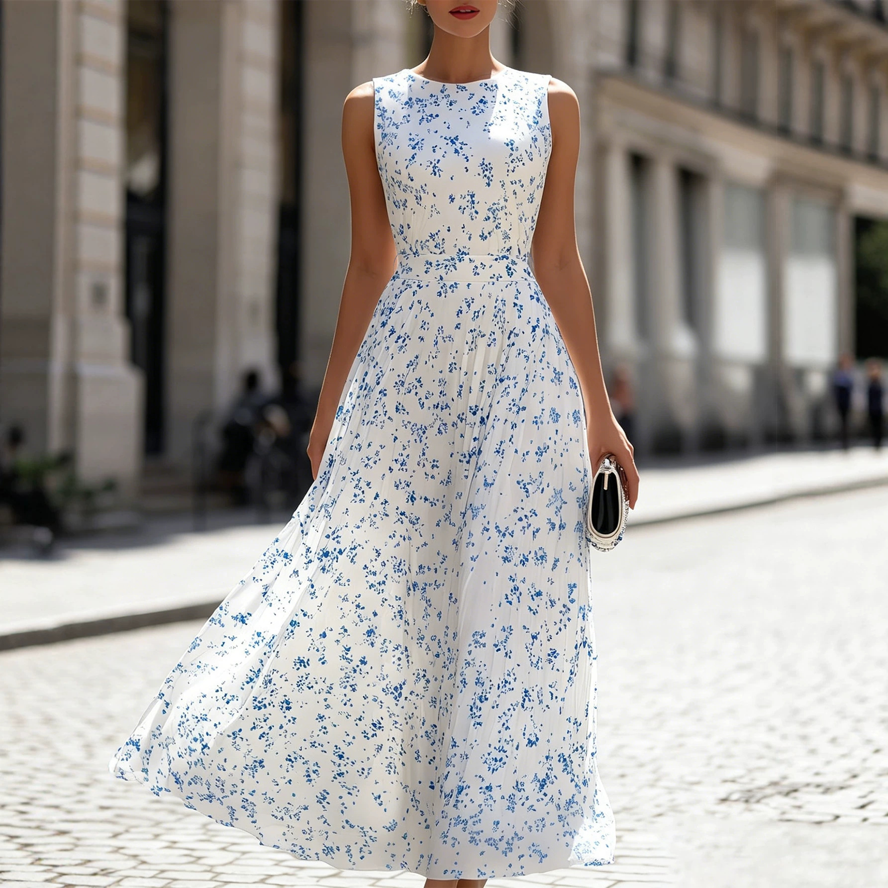 European And American-style Waist-cinching Dress For Women