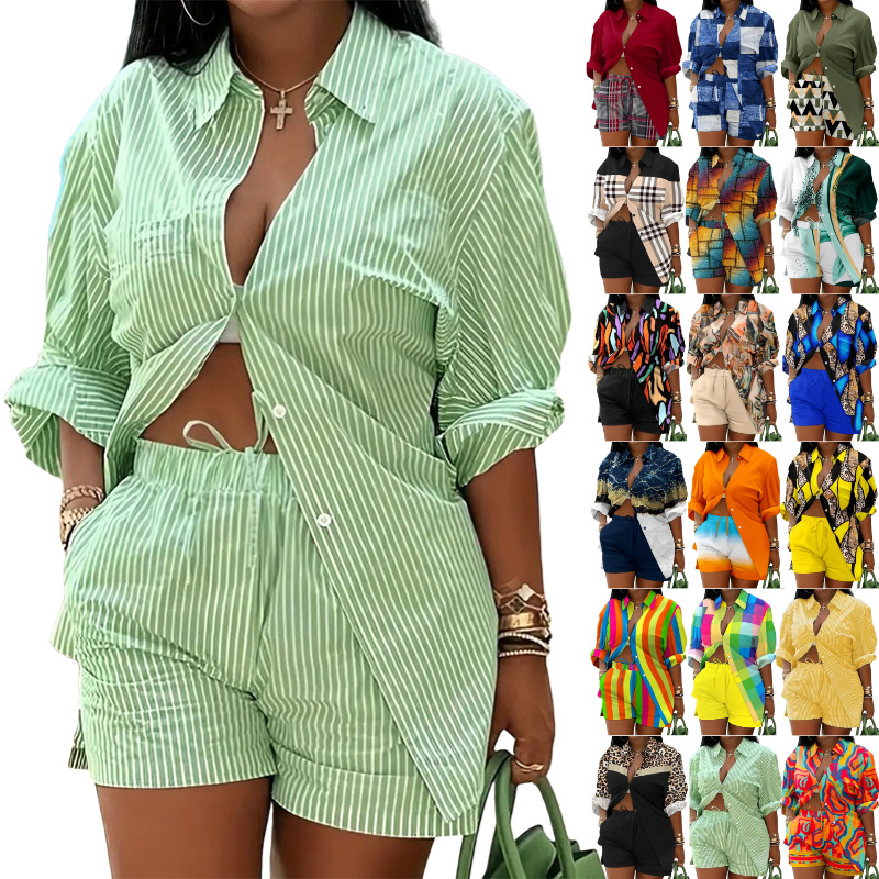 Women's Lace Up Printed Shorts Suit - Image 22