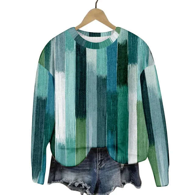 Geometric Color Matching Pattern Elements 3D Printed Casual Women's Round Neck Sweater Type F 2Xs - Shop at LoveMi