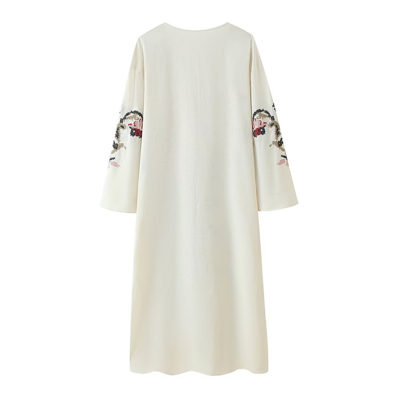 Flower Embroidered Long Sleeve Dress