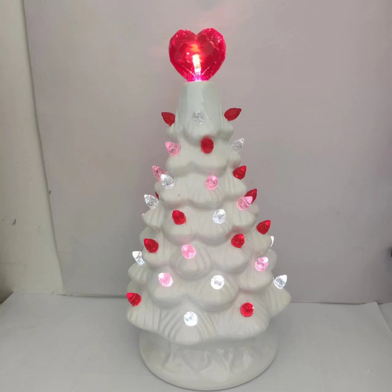 Title 10, White Ceramic Tree Ornament With LED Light Crea...