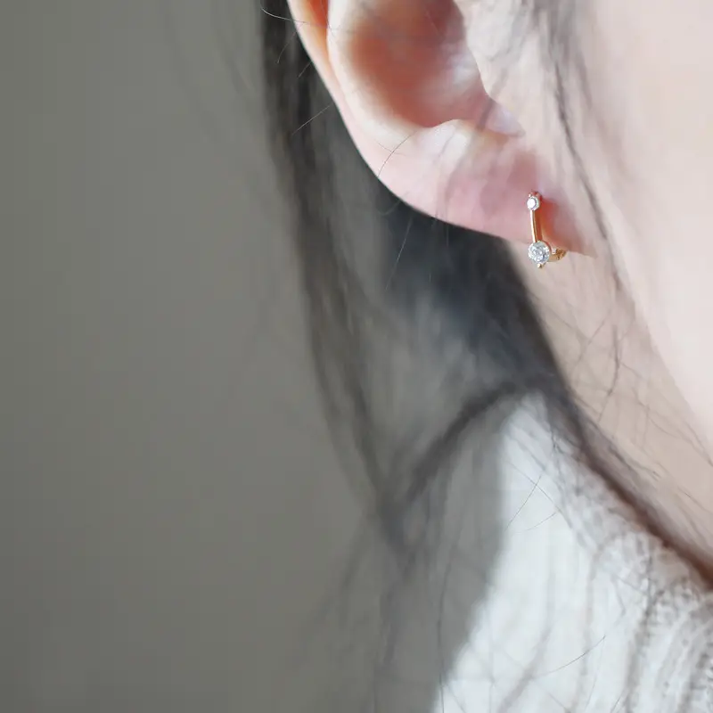 925 Sterling Silver Plated 14K Gold Ear Ring