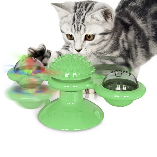 Turning Windmill Cat Teaser Toy Green With Light - Shop at LoveMi