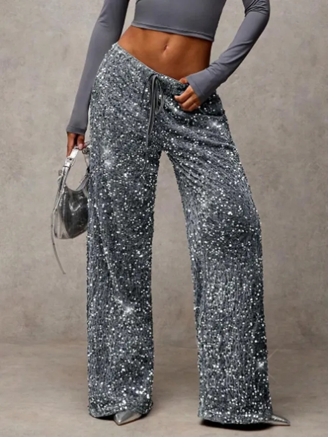 Fashionable Drawstring Slimming Straight leg Pants For Women Gray - Shop at LoveMi